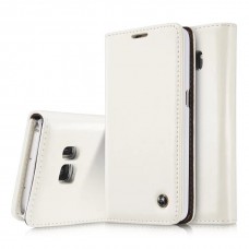 Samsung Galaxy S7 - Caseme Vintage Luxury Slim Flip PU Leather Wallet Protective Phone Cover Case - White